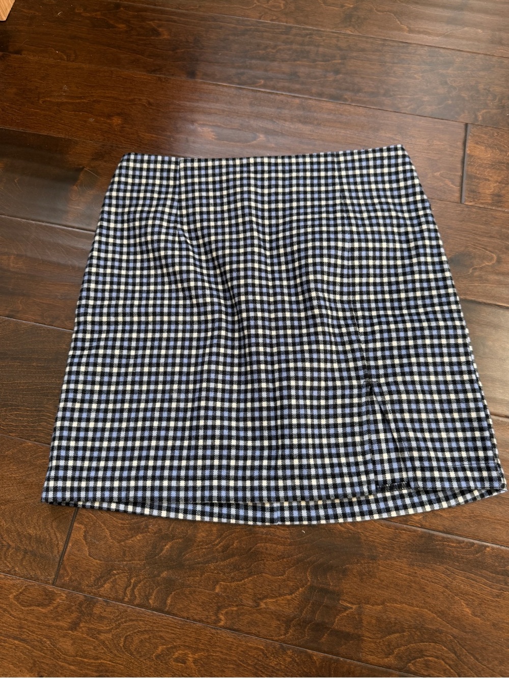 Plaid Mini Skirt in Blue and White
